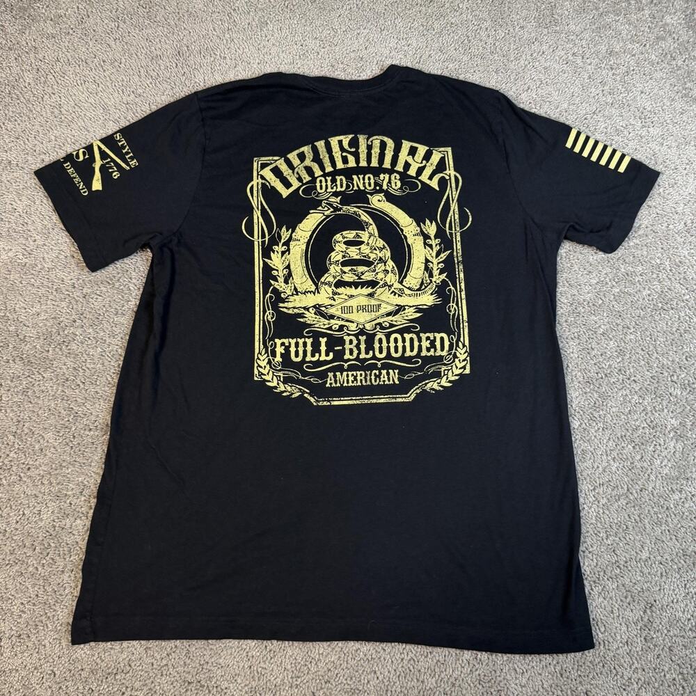 Grunt Style Shirt Mens 2XL Black Full-Blooded American Back Graphic Old No.76